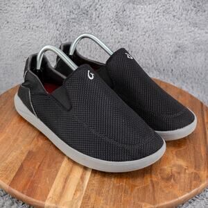 Olukai Nohea Pae Men’s Slip-On Sneakers Loafers Black Mesh Drop Heel Size 8.5 US